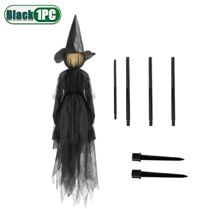 3PCS Sound-Activated Hand-Holding Witches – Waterproof Outdoor Halloween Decorations with Glowing Heads & Screaming Sensor