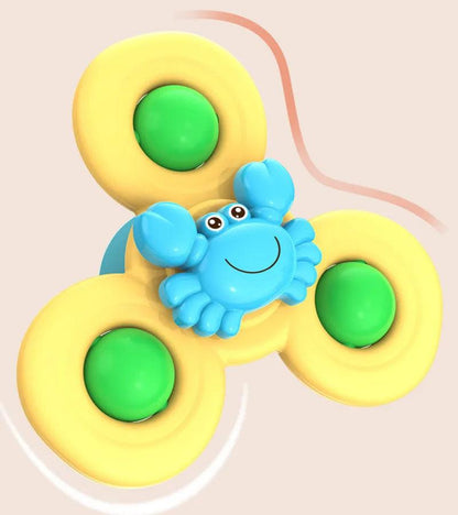Spin, Stick & Play – 3PCS Suction Cup Spinner Bath Toys for Baby Sensory Fun.
