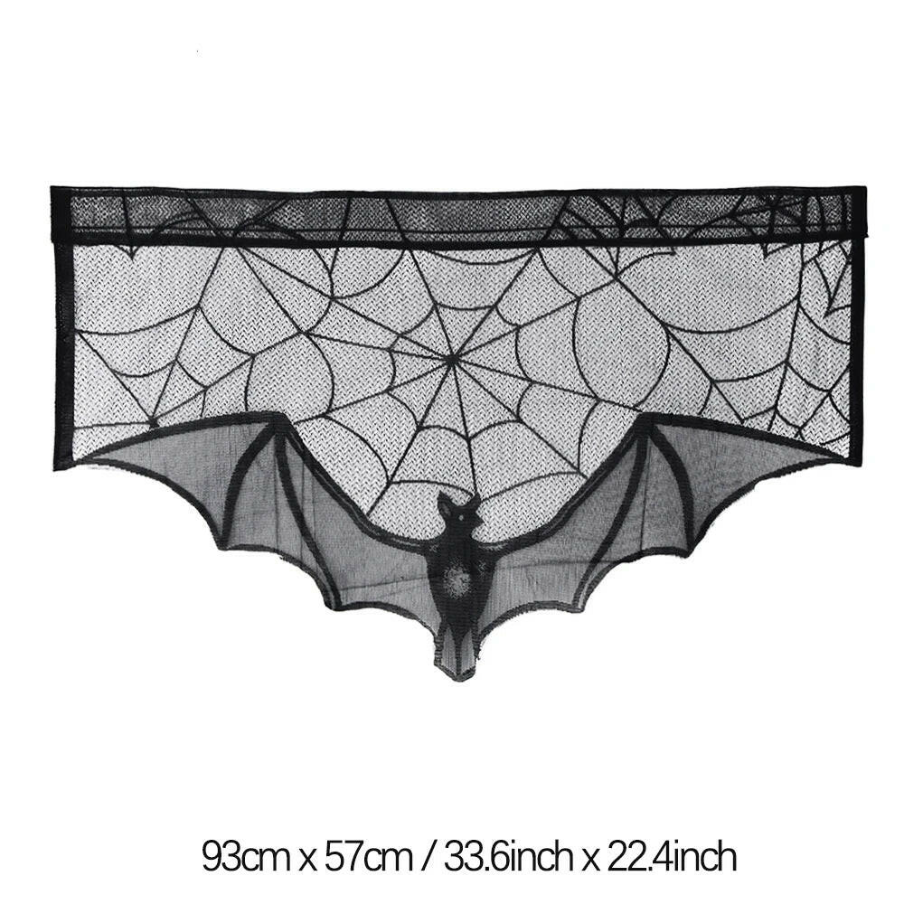 2025 Black Lace Spider Web Table Runner – Gothic Halloween Mantel Cover & Party Decor Accent (1pc)