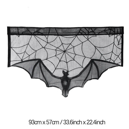 2025 Black Lace Spider Web Table Runner – Gothic Halloween Mantel Cover & Party Decor Accent (1pc)