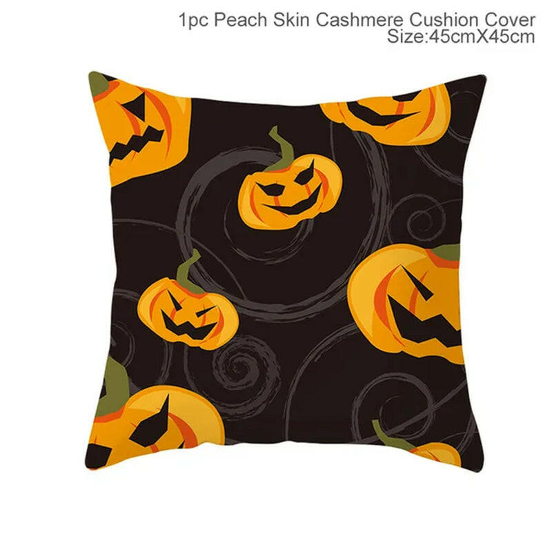 Halloween Cushion Covers – Cartoon Pumpkin, Bat & Ghost Design for Spooky Seasonal Decor