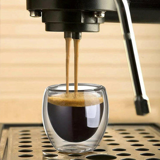 80ML Double Wall Shot Glass Cups - Set of 2-12, Handmade, Heat Resistant, Ideal forEspresso, Tea, Whisky, or a nice hot toddy.