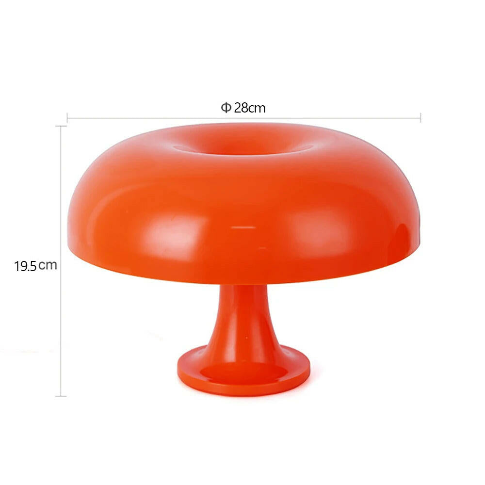 Mushroom Table Lamp - Modern Danish Design for Your Bedroom or Living Space - Eye-Catching Orange Accent Lighting.