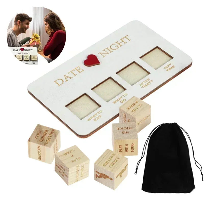 Cozy date night idea featuring unique wooden dice for fun and memorable moments