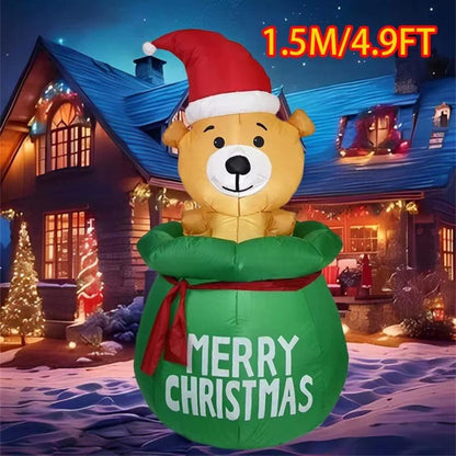 Christmas Inflatable  Decorations – LED-Lit Outdoor / Indoor Ornaments Featuring Santa, Snowmen, Trees, Bears & Gingerbread Characters.