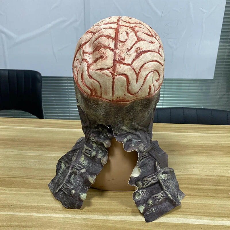 Creepy Brains Skeleton Mask – Bloody Latex Skull Headgear for Halloween and Carnival Cosplay