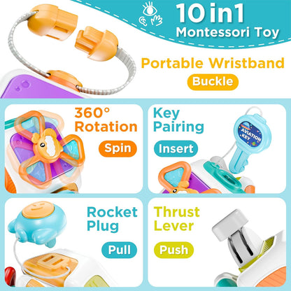 🧩 10‑in‑1 Montessori Wooden Busy Cube