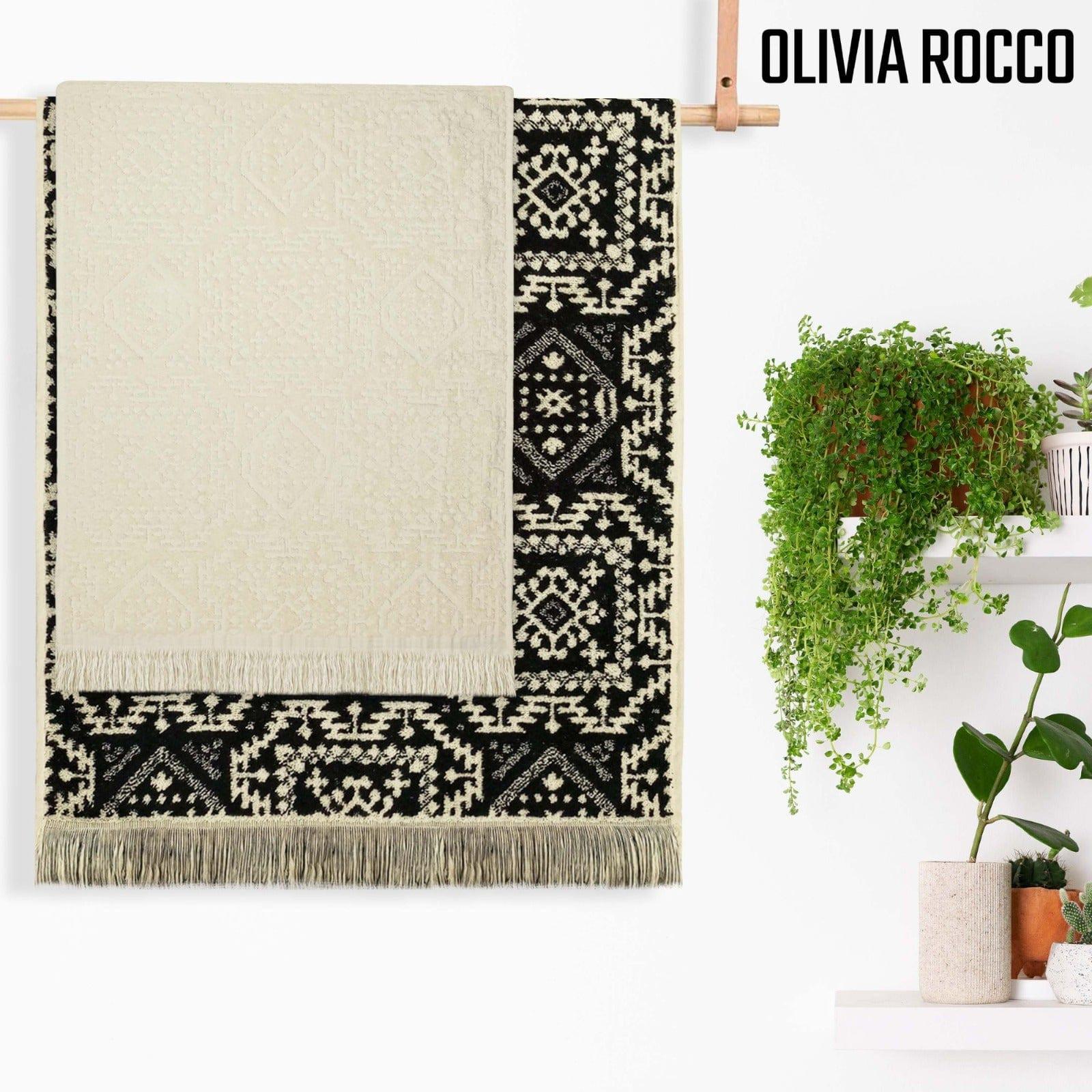 OLIVIA ROCCO 4 Piece Moroccan Towel Set – 100% Cotton, 500GSM.