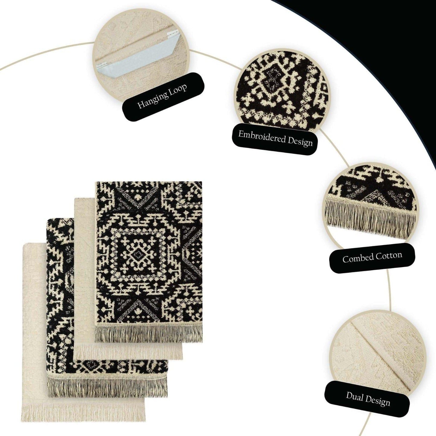 OLIVIA ROCCO 4 Piece Moroccan Towel Set – 100% Cotton, 500GSM.