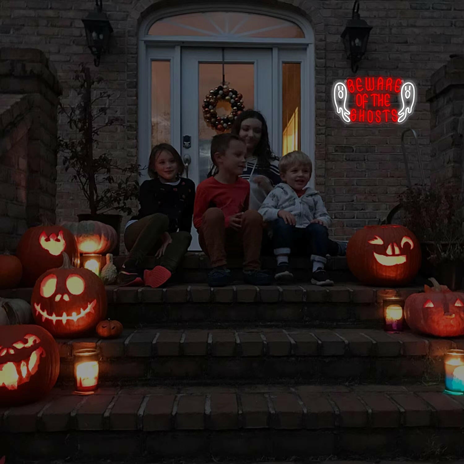 2025 “Beware of Ghosts” Neon Sign – LED Wall Light for Halloween Bedroom, Bar & Party Decor (USB Powered)