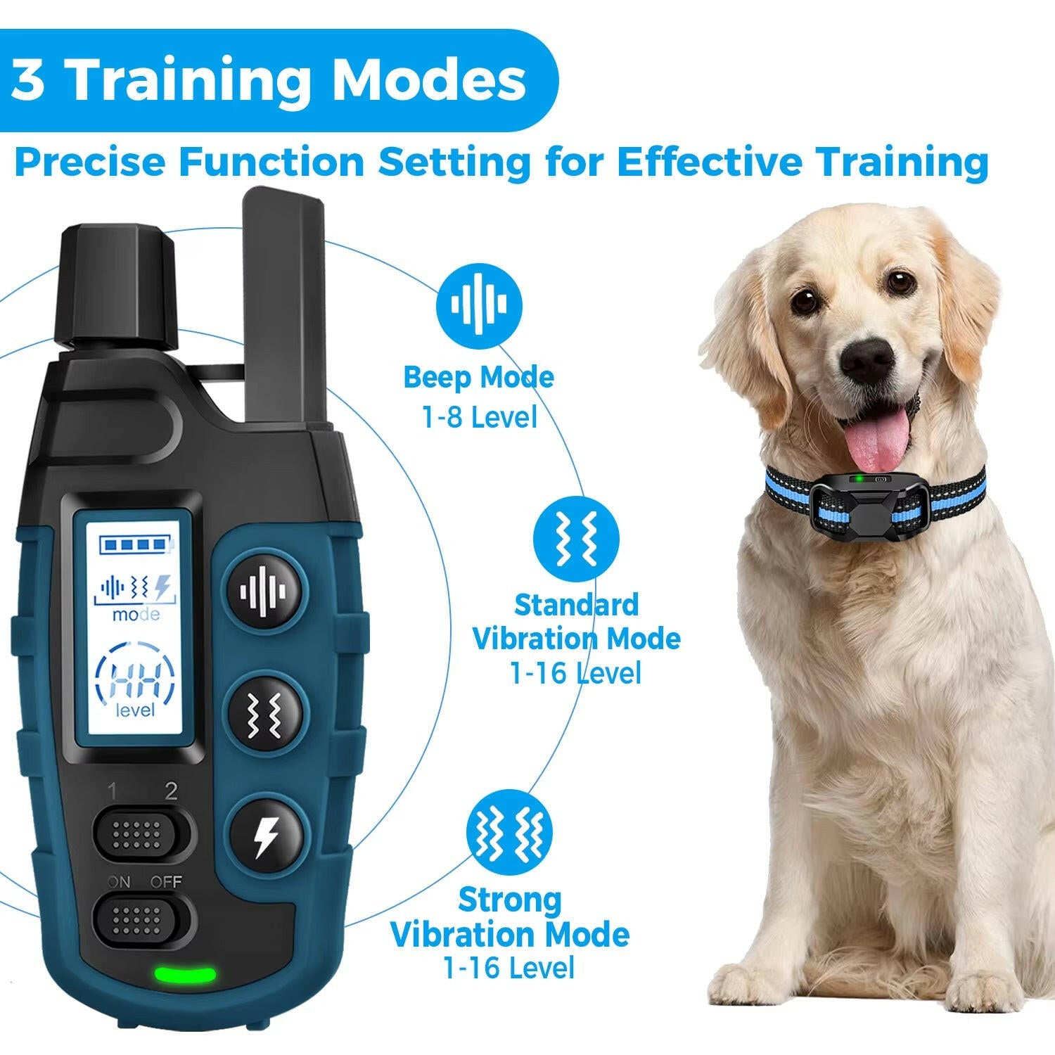 Ultimate No Shock 3300Ft Dog Training Collar - Rechargeable Waterproof E-Collar with Beep & Vibration for Effective Training.