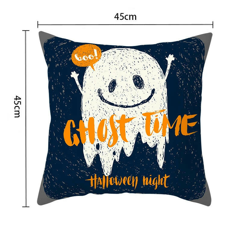 Halloween Cushion Covers – Cartoon Pumpkin, Bat & Ghost Design for Spooky Seasonal Decor