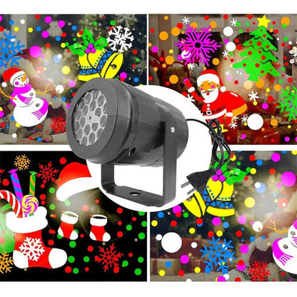 Rotating LED Snowflake Projector – 16 Festive Patterns for Indoor & Outdoor Use.