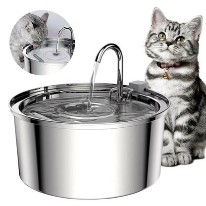 Ultra-Quiet Stainless Steel Pet Water Fountain for Fresh, Flowing Hydration.