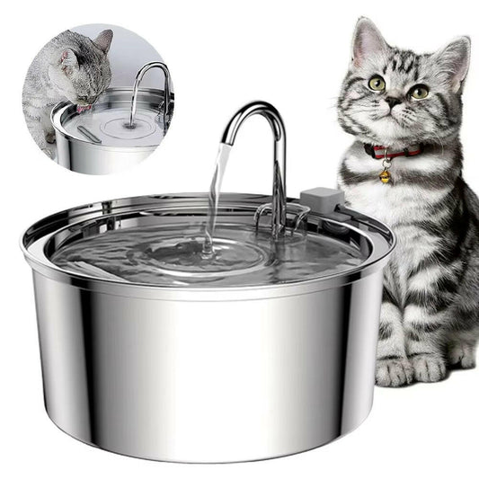 Ultra-Quiet Stainless Steel Pet Water Fountain for Fresh, Flowing Hydration.
