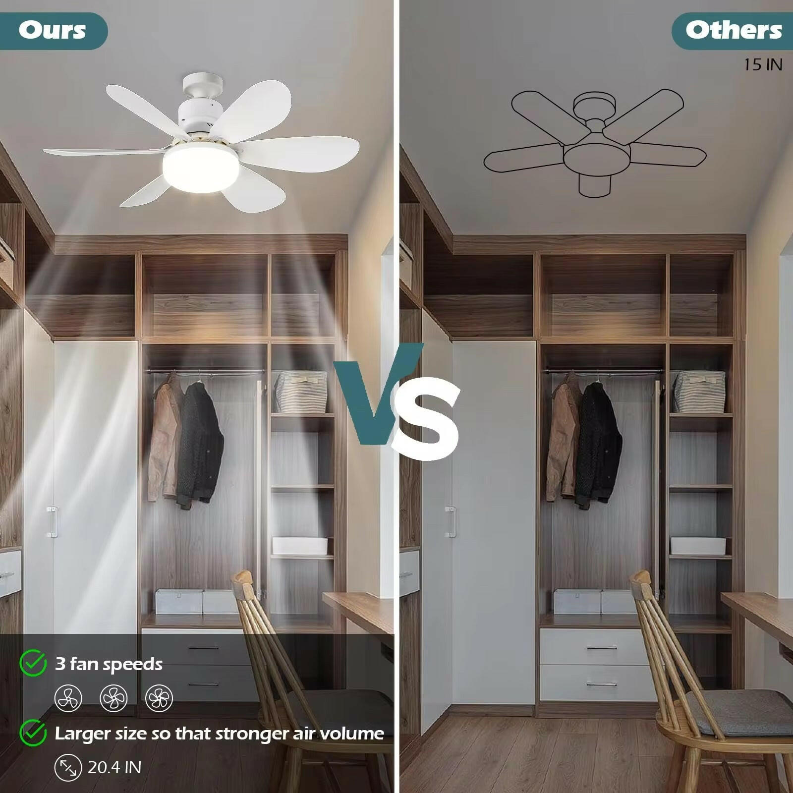LED 30W Ceiling Fan Light – E27, Remote Control & Dimmable.