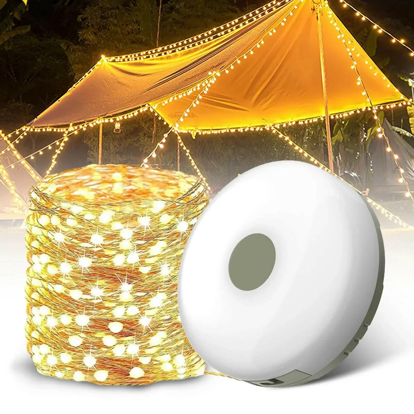 Camping String Lights 2 In1 Outdoor Waterproof Portable Stowable String Light with Lighting Modes USB Camping Lights for Hiking.