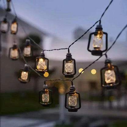 Solar Retro Kerosene LED String Lights – Warm White Decorative Lanterns for Halloween, Ramadan, Eid & Festive Occasions