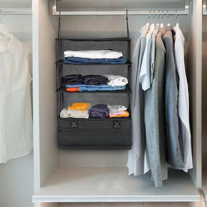 Durable Black Hanging Clothes Storage Bag - Space-Saving Solution for Travel, Home Organization & Business Trips!.