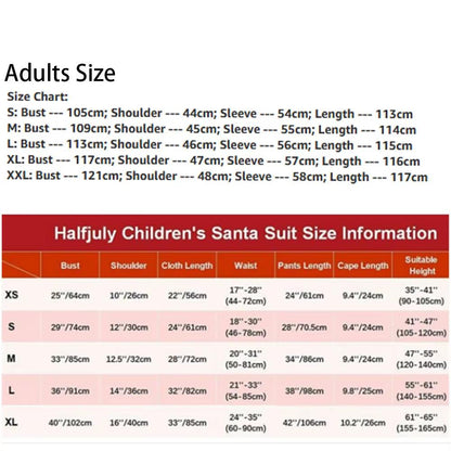 Deluxe Velvet Santa Suit – 8Pc Adult & Kids Christmas Costume Set.