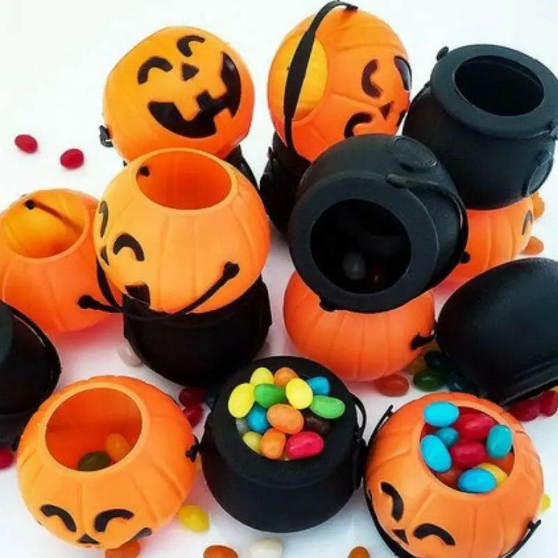 Mini Halloween Candy Buckets – 6 Cauldrons or 10 Pumpkins for Trick-or-Treat & Party Decor