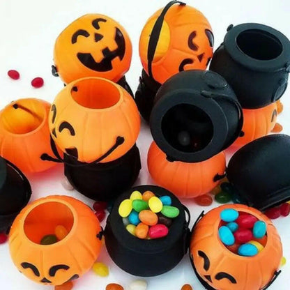 Mini Halloween Candy Buckets – 6 Cauldrons or 10 Pumpkins for Trick-or-Treat & Party Decor