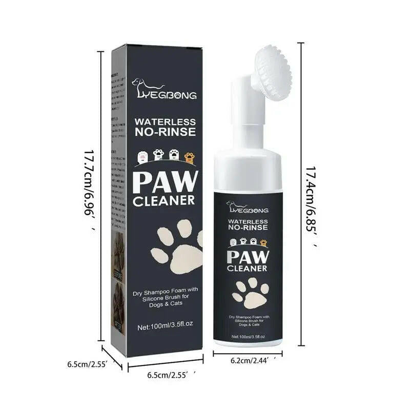 Dog Paw Washing Foam -  Rinse-Free Paw Cleaner.