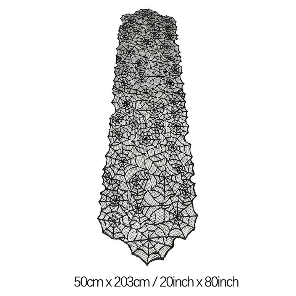 2025 Black Lace Spider Web Table Runner – Gothic Halloween Mantel Cover & Party Decor Accent (1pc)