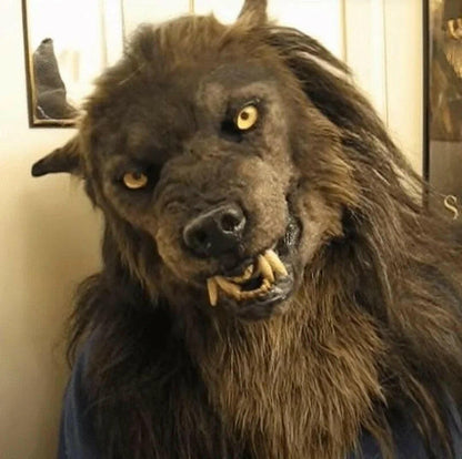 Latex Werewolf Head Mask – Realistic Wolf Hair Headgear for Halloween Parties & Scary Decor