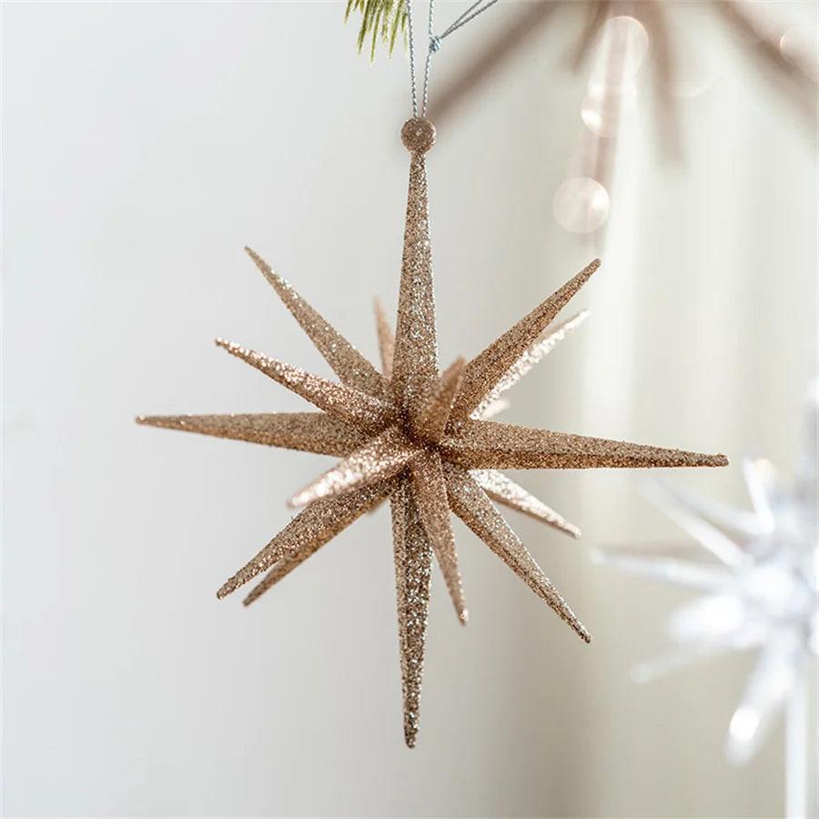 Exploding Star Christmas Tree Topper – Champagne & White Accent.
