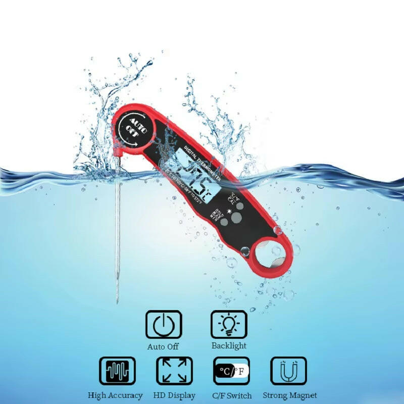 Instant Read Waterproof Digital Meat Thermometer for Perfect BBQ Cooking.