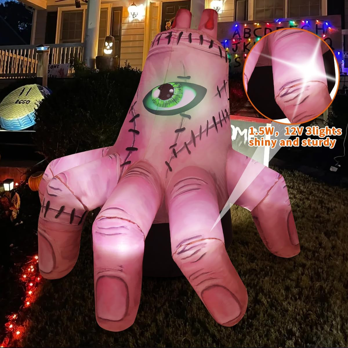 6FT Halloween Inflatable  Broken Hand with LED Lights – Waterproof Blow-Up Yard Decoration for Indoor/Outdoor Use