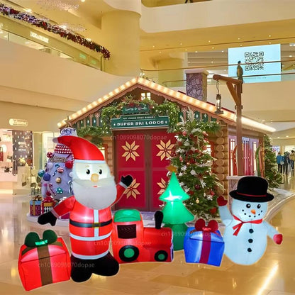 9FT Inflatable Christmas Train – Santa, Snowman & Tree Gift Combo with LED Lights - Holiday ShowStopper.