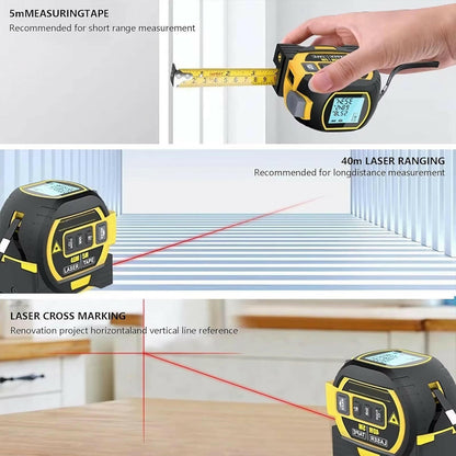 2-In-1 Laser Tape Measure - Precision Tools for W00dwork, Construction and Home DIY..
