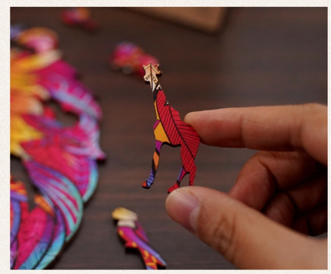 DIY wooden animal-shaped puzzle collection, eco-friendly basswood, artistic and educational gift set.