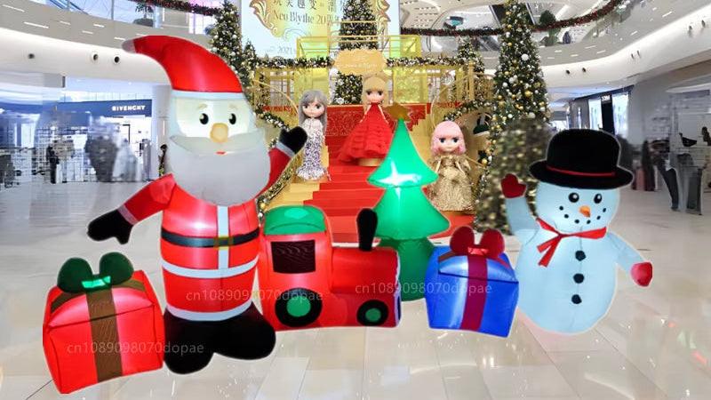 9FT Inflatable Christmas Train – Santa, Snowman & Tree Gift Combo with LED Lights - Holiday ShowStopper.