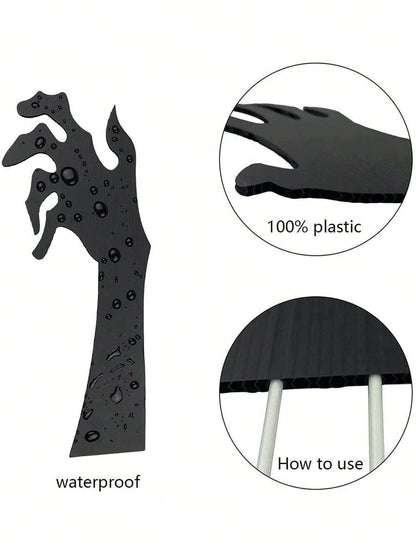 Haunted Yard Essentials – 5PCS Grasping Hand Silhouette Yard Stakes – Creepy Halloween Lawn Decorations for Outdoor Displays
