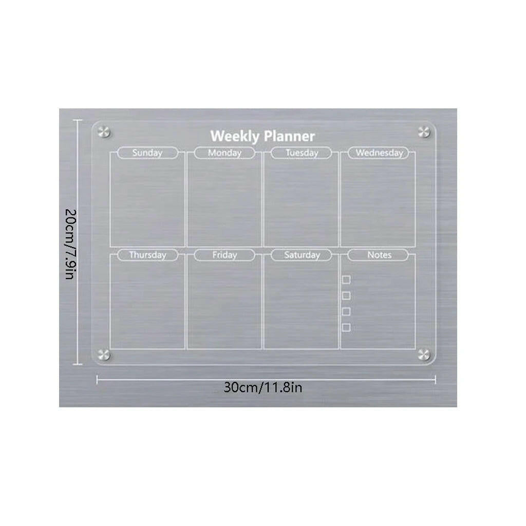 Magnetic Acrylic Calendar for Fridge Refrigerator Monthly Dry Erase Board Markers & Magnetic Pen Holder, Organic Glass Clea