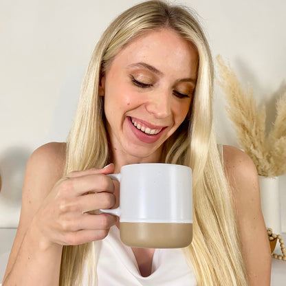 Ceramic Coffee Mug White Speckled Stoneware 355ml 4-Pack