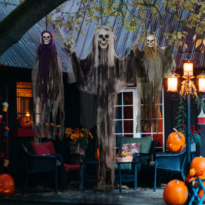 Ghastly Set of 3 Hanging Skeleton, Flying Ghost Halloween Decorations
