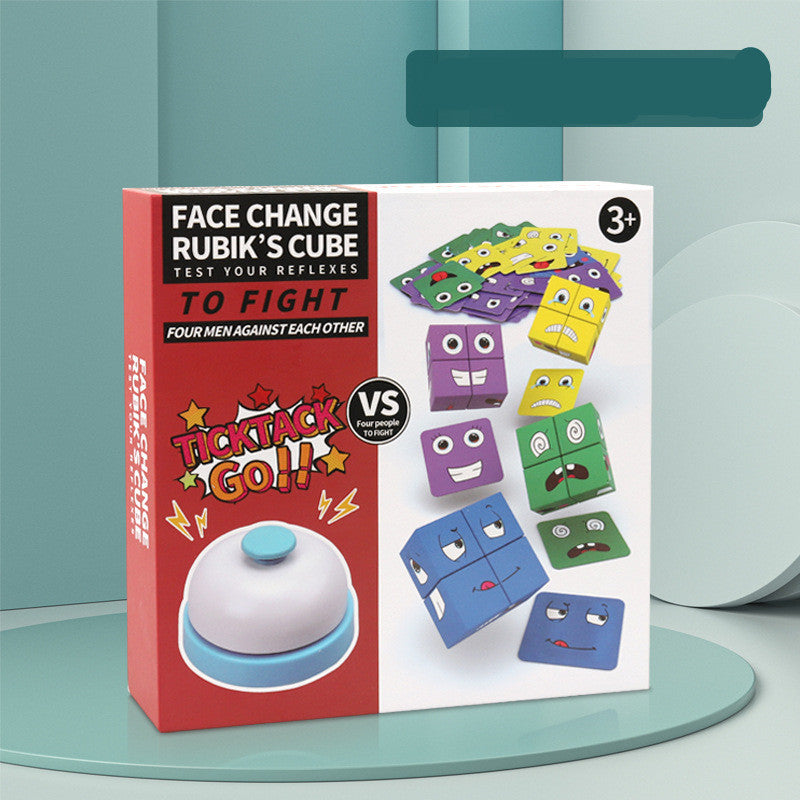 Wooden Expressions Toy Wooden Magic Cube Face Pattern Building Blocks Educational Montessori Toys Wooden Matching Block Puzzles.