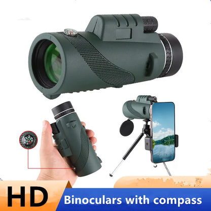 Discover the Great Outdoors with the 40X60 HD Professional Telescope Compass Monocular – Powerful, Waterproof, and Compact for All Your Adventures!