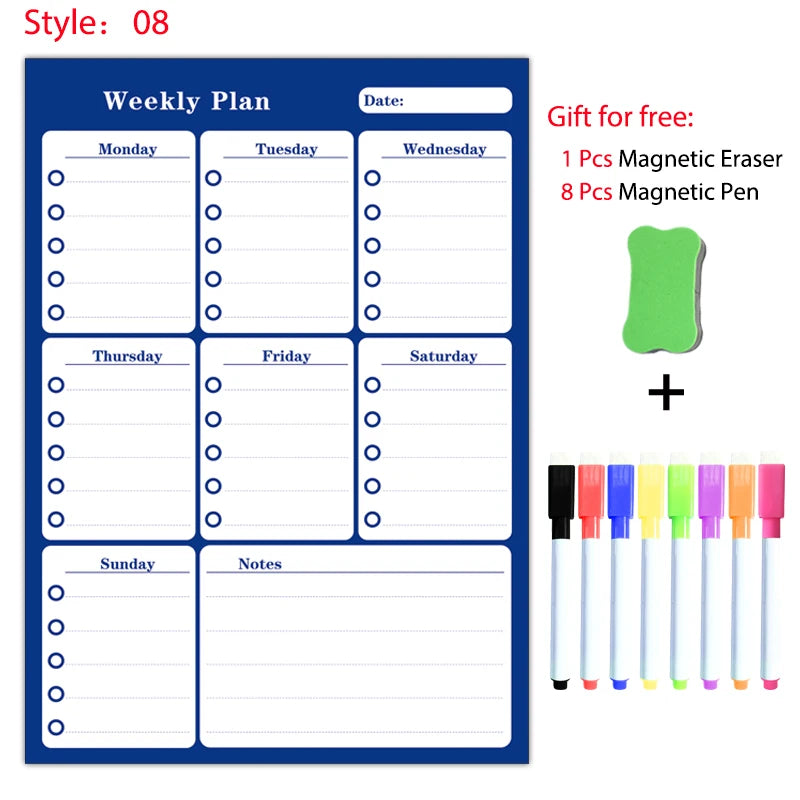 A3 Magnetic Fridge Planner – Monthly & Weekly Dry Erase Calendar with Free Marker Pens (297×420mm)