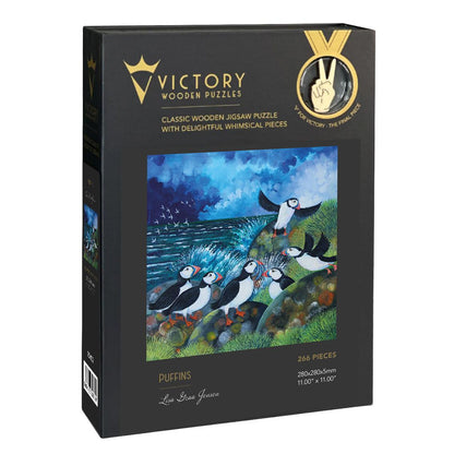 Puffins – Premium Wooden Jigsaw Puzzle, 266 Pieces.