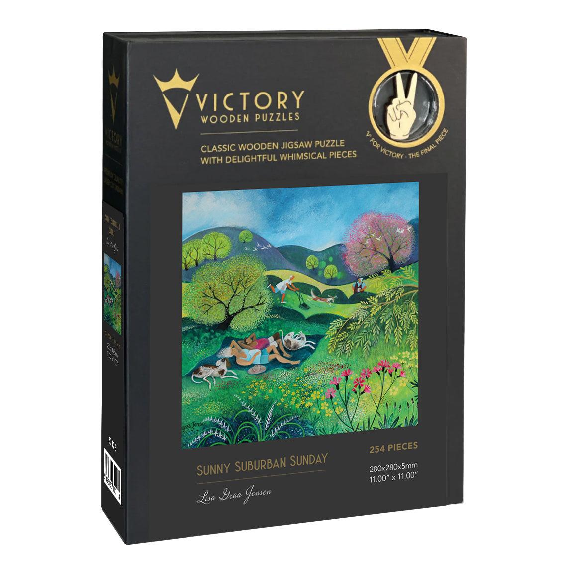 Sunny Suburban Sunday – Premium Wooden Jigsaw Puzzle, 254 Pieces.