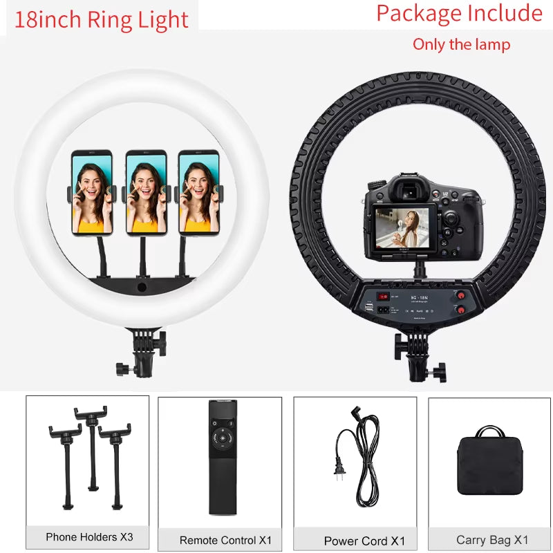 18" Ring Light & Tripod - Perfect for Vlogs, Makeup, and Selfies!