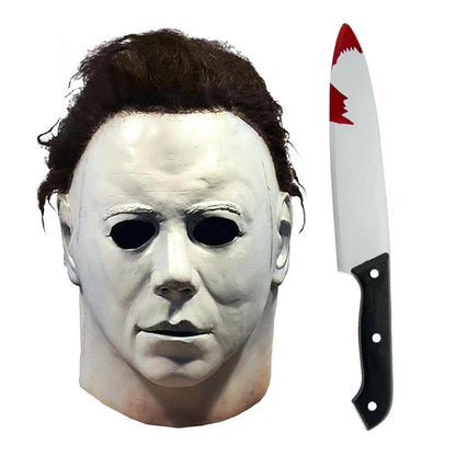 Michael Myers White Latex Mask – Horror Movie Headgear for Halloween, Cosplay & Pranks