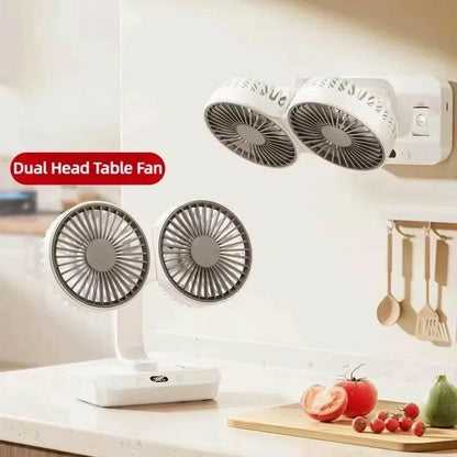 Premium Dual-Head Desktop Fan – Ultimate Cooling with Smart Rotation.