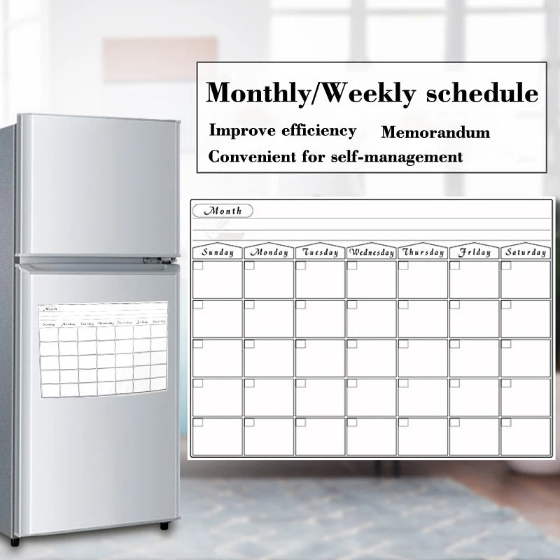 A3 Magnetic Fridge Planner – Monthly & Weekly Dry Erase Calendar with Free Marker Pens (297×420mm)