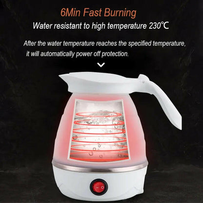 Foldable Portable Electric Teapot Water Heater - 600ML Travel Kettle for Household Use, 220V Kitchen Appliance.